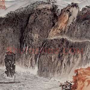 1966年 陆俨少《杜甫诗意册》国画山水作品图片赏析