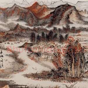1966年 陆俨少《杜甫诗意册》国画山水作品图片赏析