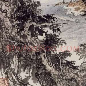 1966年 陆俨少《杜甫诗意册》国画山水作品图片赏析