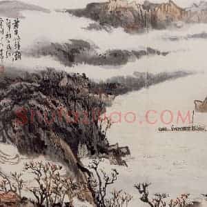 1966年 陆俨少《杜甫诗意册》国画山水作品图片赏析