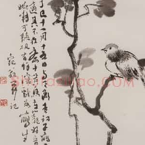 1977年 陆俨少《黄鸟好音》国画花鸟作品图片赏析