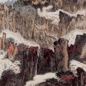 约20世纪70年代 陆俨少《李白诗意图》国画山水作品图片赏析