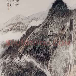 约20世纪70年代 陆俨少《朱砂冲哨口》国画山水作品图片赏析