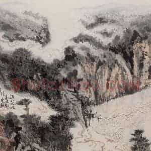 1966年 陆俨少《杜甫诗意册》国画山水作品图片赏析