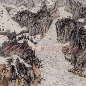 1966年 陆俨少《杜甫诗意册》国画山水作品图片赏析