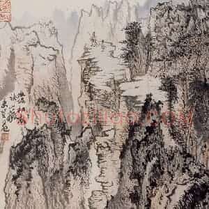 1966年 陆俨少《杜甫诗意册》国画山水作品图片赏析
