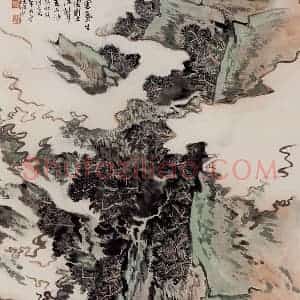1981年 陆俨少《杜甫诗意图》国画山水作品图片赏析