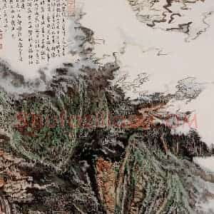1988年 陆俨少《东萌隐居图》国画山水作品图片赏析