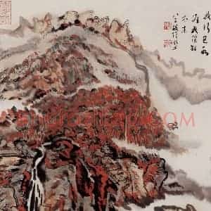 1991年 陆俨少《杜甫诗意图》国画山水作品图片赏析