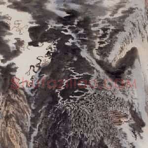 1979年 陆俨少《青城雨霁图》国画山水作品图片赏析