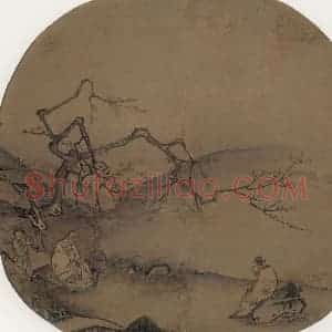 宋代 马远《梅间俊语图》国画山水作品图片赏析