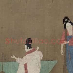 宋代 赵佶《摹张萱捣练图》国画人物作品图片赏析
