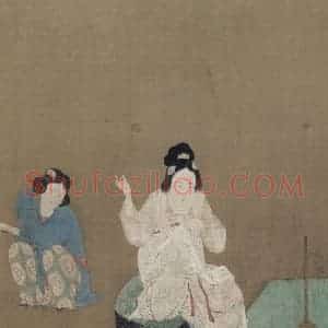 宋代 赵佶《摹张萱捣练图》国画人物作品图片赏析