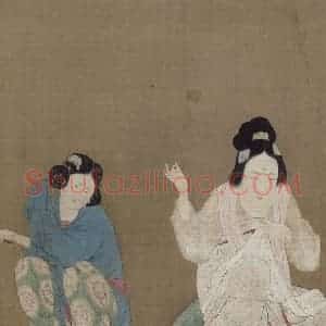 宋代 赵佶《摹张萱捣练图》国画人物作品图片赏析