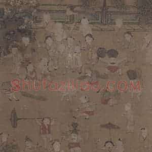宋代《百子图》国画人物工笔作品图片赏析