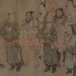 宋代 赵光辅《番王礼佛图》国画人物工笔作品图片赏析