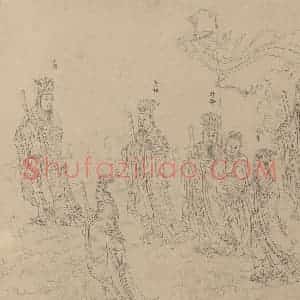 宋代《道子墨宝：诸神朝谒图》国画人物工笔作品图片赏析