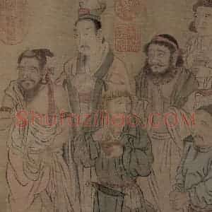宋代 赵光辅《番王礼佛图》国画人物工笔作品图片赏析
