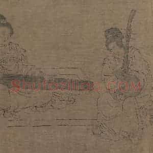 宋代《仿周文矩宫中图》国画人物工笔作品图片赏析