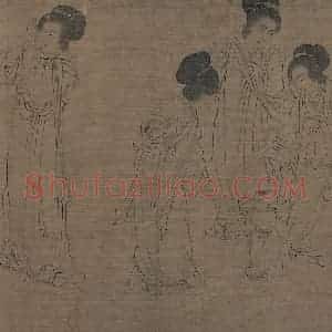 宋代《仿周文矩宫中图》国画人物工笔作品图片赏析