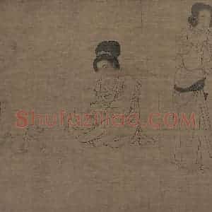 宋代《仿周文矩宫中图》国画人物工笔作品图片赏析