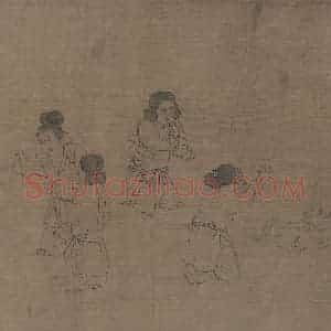 宋代《仿周文矩宫中图》国画人物工笔作品图片赏析