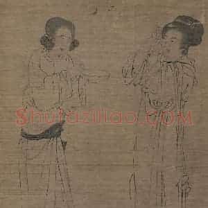 宋代《仿周文矩宫中图》国画人物工笔作品图片赏析