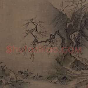宋代 马远《举杯邀月图》国画人物工笔作品图片赏析