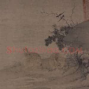 宋代 李永《喜鹊野兔图》国画花鸟工笔作品图片赏析