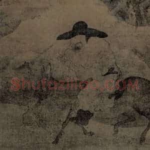 宋代《仿李成寒林策驴图》国画山水工笔作品图片赏析
