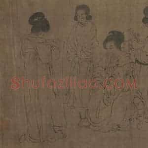 宋代《仿周文矩宫中图》国画人物工笔作品图片赏析