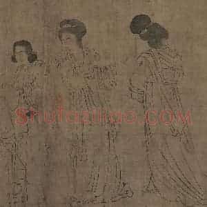 宋代《仿周文矩宫中图》国画人物工笔作品图片赏析