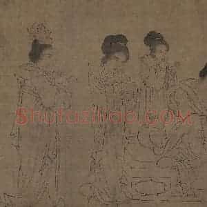 宋代《仿周文矩宫中图》国画人物工笔作品图片赏析