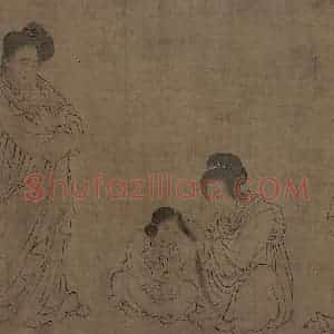 宋代《仿周文矩宫中图》国画人物工笔作品图片赏析