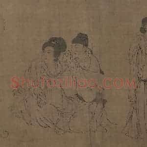 宋代《仿周文矩宫中图》国画人物工笔作品图片赏析