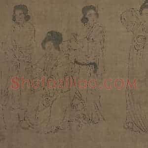 宋代《仿周文矩宫中图》国画人物工笔作品图片赏析
