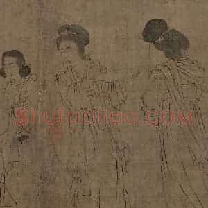 宋代《仿周文矩宫中图》国画人物工笔作品图片赏析