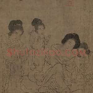宋代《仿周文矩宫中图》国画人物工笔作品图片赏析