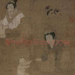 宋代《仿周昉戏婴图》国画人物工笔作品图片赏析