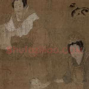 宋代《仿周昉戏婴图》国画人物工笔作品图片赏析