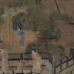 五代《乞巧图》国画人物工笔作品图片赏析