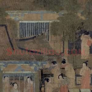 五代《乞巧图》国画人物工笔作品图片赏析