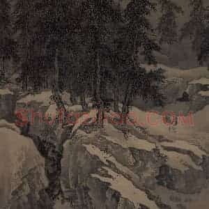 宋代 刘松年《溪山雪意图》国画综合作品图片赏析