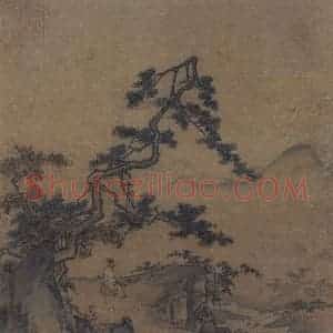 宋代 马远《松荫玩月图》国画综合作品图片赏析
