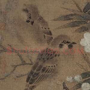 宋代《竹梅小禽图》国画花鸟作品图片赏析