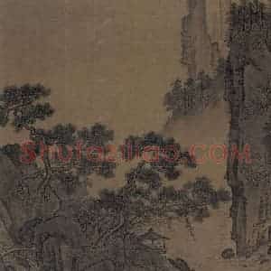 宋代《观瀑图》国画山水作品图片赏析