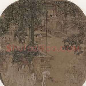 宋代 李嵩《明皇门鸡图》国画综合作品图片赏析