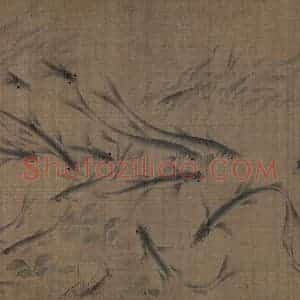 宋代 刘采《落花游鱼图》国画花鸟作品图片赏析