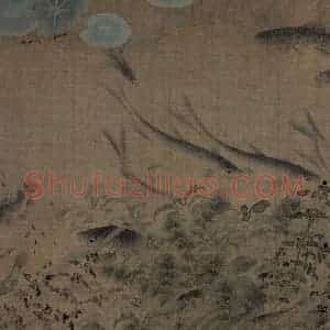 宋代 刘采《落花游鱼图》国画花鸟作品图片赏析