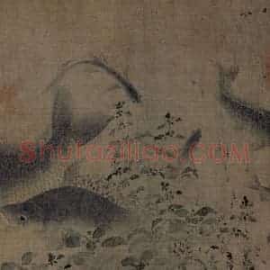 宋代 刘采《落花游鱼图》国画花鸟作品图片赏析